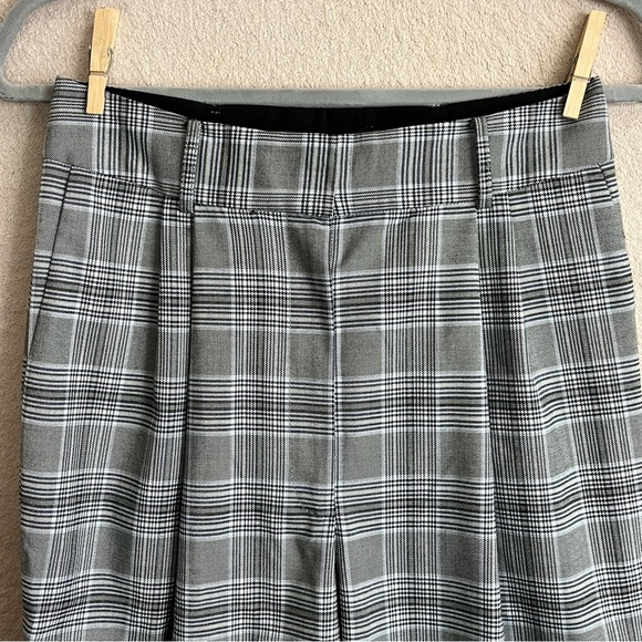 Nordstrom Straight Wide Leg Plaid Pants Slacks-Womens 4-Gray & Black-Office-Work - Picture 2 of 9